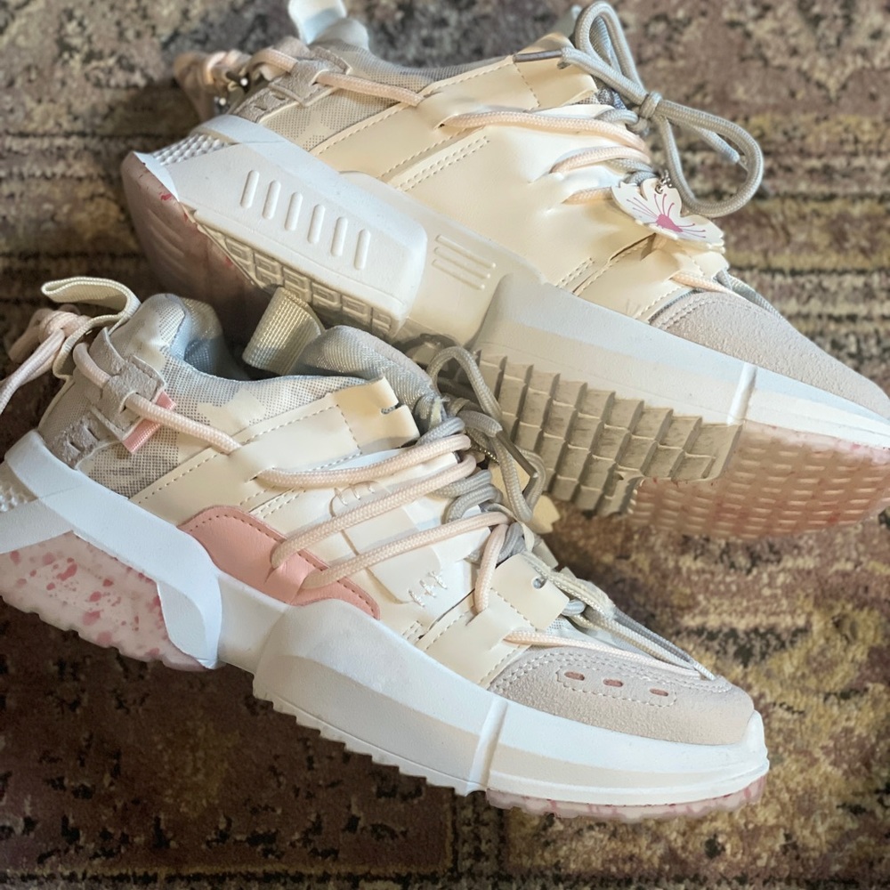 White, Pink and Gray Smeakers